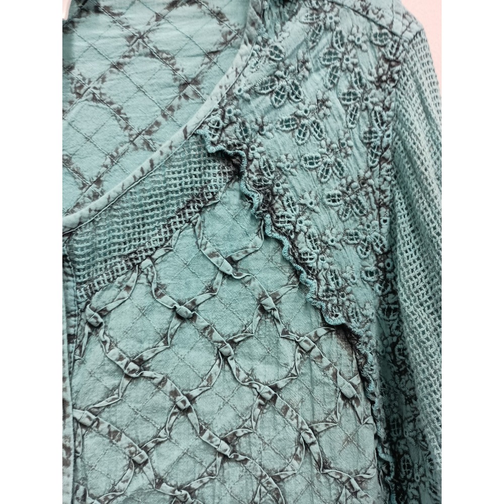 Parsley & Sage Wearable Art Tunic Top Womens XL Blue Embroidered Boho Textured - Picture 5 of 12